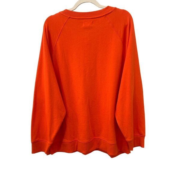 Lou & Grey Tennis League Cozy Cotton Terry Sweatshirt Size Women Crew Orange NEW - Picture 3 of 7